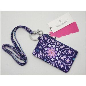 Vera Bradley Belle Paisley ReActive Zip ID Lanyard Recycle Material Wallet NWT